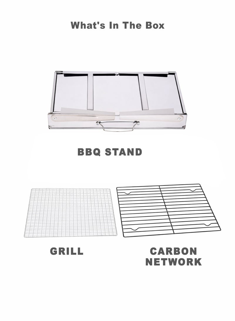 توشيونيكس شواية فحم قابلة للطي من UTTORA طراز TL-372 - حامل شواء محمول من الفولاذ المقاوم للصدأ | سهلة الحمل، آمنة للطعام، مقاومة للصدأ، سهلة التنظيف | مثالية للتخييم، والنزهات، والحدائق، والشواطئ، والطهي في الهواء الطلق - Image 4